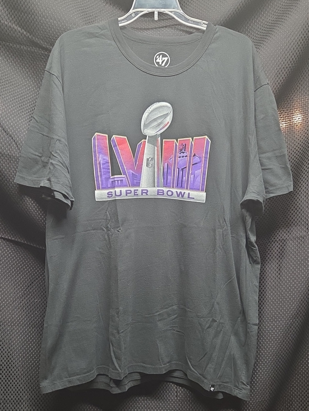 47 Brand Black Super Bowl LVIII Graphic Tee with Purple and Hot Pink Accents